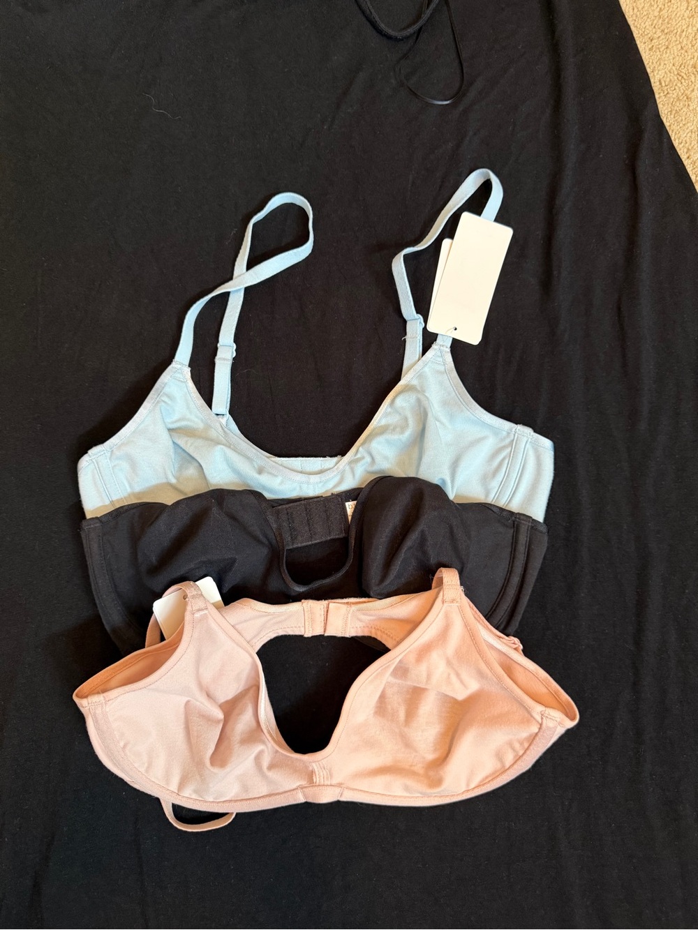 B TEMPT’D by WACOAL 3-Pack Bralette Set in Black, Blue, Nude NWT 34B